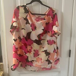 Ava & Viv Floral Blouse - Pink, Orange, Cream